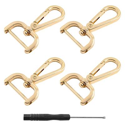 CRAFTMEMORE 2pcs Detachable Snap Hook Swivel Clasp wScrew Bar VT493 Bag Strap Hardware Replacement (1 inch, Brushed Brass)