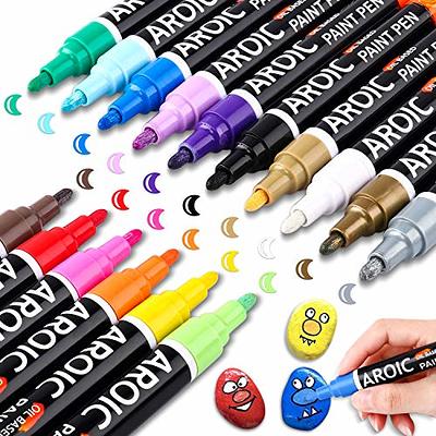 FUMILE Paint Pens Paint Markers, 60 Colors Acrylic Paint Marker Pen Set  include Metallic Color (12 PCS) and Normal color (48 PCS). Ideal for Rock