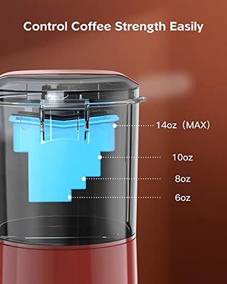 Single Serve Coffee Maker K Cup with Reservoir, Space Saver One Cup Coffee  Maker, 2 In 1 Coffee Maker 6 To 14 Oz Brew Sizes,Fits Travel Mug,Single Pod