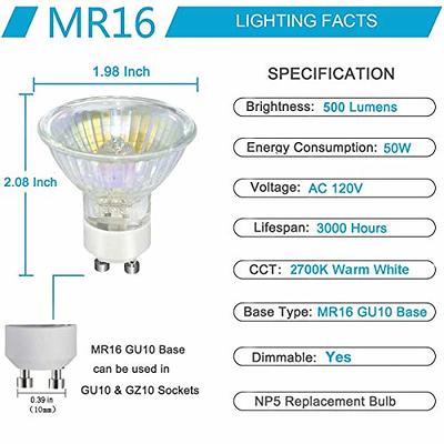 Vinaco GU10 Bulb, 6 Pack Halogen GU10 120V 50W Dimmable, MR16 GU10