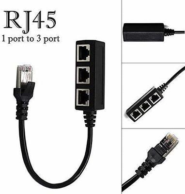 RJ45 Splitter Adapter 1 to 2 Dual Female Port CAT7/6/5e/5 LAN Ethernet  Converter (Black)