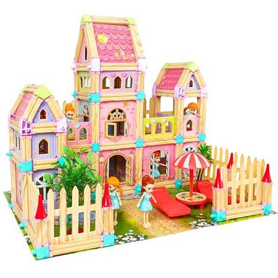 Costway Wooden Dollhouse For Kids 3-Tier Toddler Doll House W