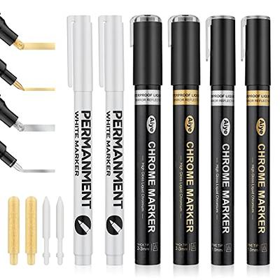 SAVITA 6pcs Mirror Chrome Paint Pen, 3 Colors Liquid Paint Pens Marker Set  High Gloss Metallic