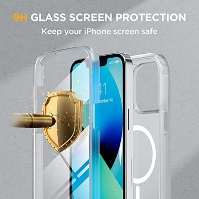  Miracase Glass Series Designed for iPhone 14 Case 6.1 inch,  2023 Upgrade Full-Body Clear Bumper Phone Case with Built-in 9H Tempered  Glass Screen Protector and Camera Lens Protector,Blue : Cell Phones