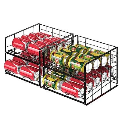 Upgrade Drink Organizer for Fridge, LAKIX Self-Sliding soda Can Dispenser  for Refrigerator and Adjustable Width, 12oz to 20oz holds 25+ Cans(5 Rows