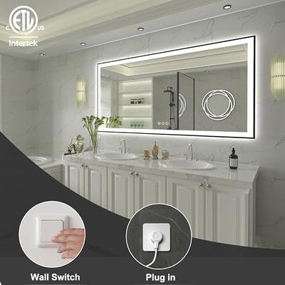 Boyel Living 36 in. W x 48 in. H Frameless Rectangular LED Light Bathroom Vanity Mirror in Clear