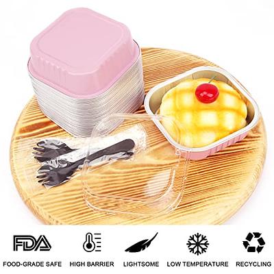 Mini Aluminum Foil Cupcake Baking Cups with Lids (40pcs, 5oz) Round Cupcake  Foil Liners Tart Pie Tin Pan Holder - Disposable Mini Cake Containers Flan
