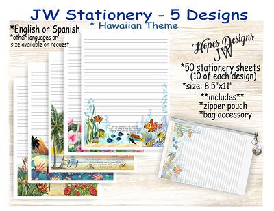 Jw Gifts/Pack #11 Stationery With Zipper Pouch - 5 Designs/English