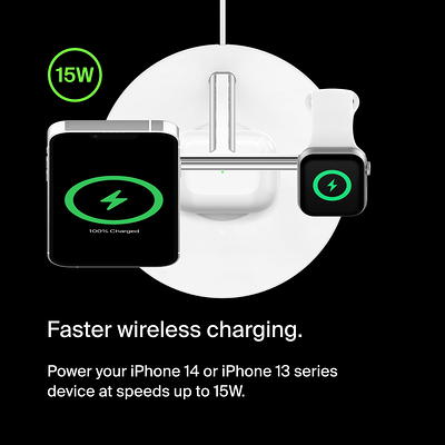 Belkin MagSafe 3-in-1 Wireless Charging Stand - 2ND GEN w/ 33% Faster  Wireless Charging for Apple Watch - iPhone 1 14, 13 & 12 series & AirPods -  MagSafe Charging Station For Multiple Devices - Black 