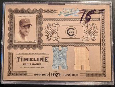 Ernie Banks Timeline Flannel Jersey Bat Card Authentic Game Used Relics  Limited To /25 Chicago Cubs Nice Grade Super Original Baseball Card - Yahoo  Shopping