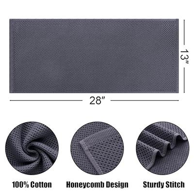 Homaxy 100% Cotton Waffle Weave Kitchen Dish Towels, Ultra Soft Absorbent Quick Drying Cleaning Towel, 13x28 Inches, 4-Pack, Dark Grey