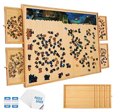 Wooden Jigsaw Puzzle Board Table for 1000 Pieces with Drawers and Cover