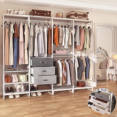 Metal Wood Free-standing Closet Clothing Rack Closet Organizer