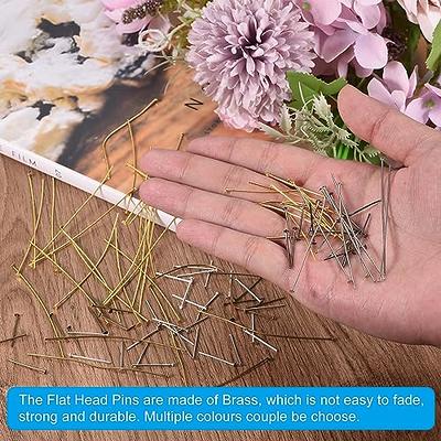 MECCANIXITY 200Pcs Flat Head Pins for Jewelry Making 25mm Brass