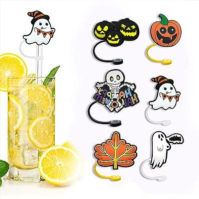 Straw Cover Caps,15 Pack Halloween Style Cute Silicone Straws Tips Covers, straw Toppers For Tumblers For 7-8mm Drinking Straws