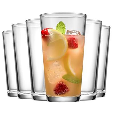 12oz Clear Highball Glasses Set of 6 for Beer, Juice, Mixed Drinks,  Cocktails (2 x 5 In)