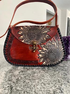 Handmade Mexican Leather Bag Hand-tooled Embossed Leather 