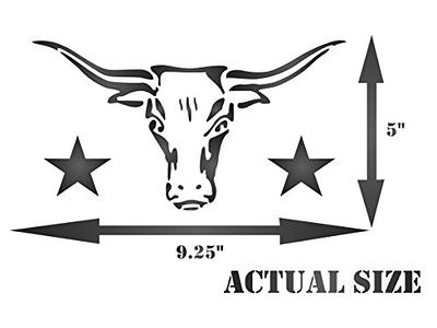 Longhorn Stencil, 8.5 x 4.5 inch (S) - Cow Bull Skull Texas Farm