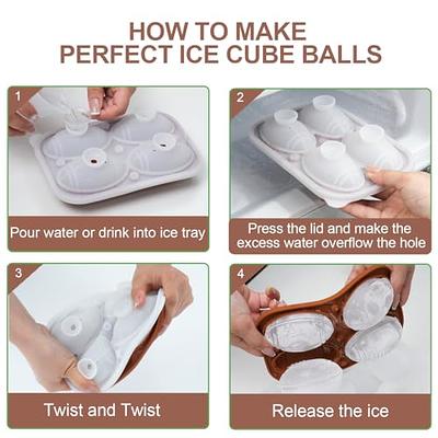 Flexible Silicone Spherical 4 Round Ball Ice Cube Tray Maker Mold with Lid  Perfect Ice Spheres