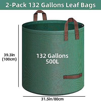 Reusable Yard Waste Bags Heavy Duty,2 Pack 132 Gallons Extra Large Lawn  Pool Garden Leaf Waste Bags,Garden Bag for Collecting Leaves,Gardening