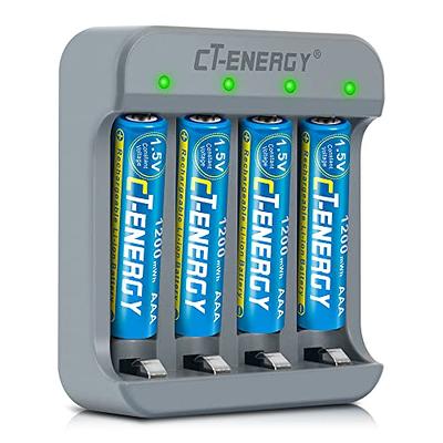 Basics 4-Pack Rechargeable AAA NiMH Performance Batteries, 800 mAh,  Recharge up to 1000x Times, Pre-Charged