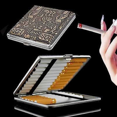 Cigarette Case Stylish, Metal with Leather Surface, 20 Capacity