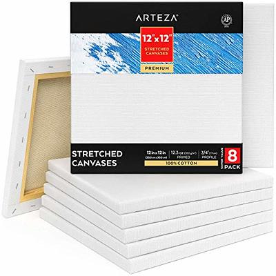 Arteza Stretched Canvases for Painting, Pack of 8, 12 x 12 Inches, Square  Blank Canvases, 100% Cotton, 12.3 oz Gesso-Primed, Art Supplies for Acrylic  Pouring and Oil Painting - Yahoo Shopping