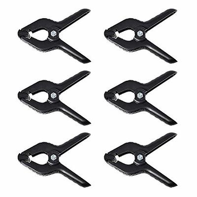 12 Pack Plastic Spring Clamps, 3.5inch Small Heavy Duty Clips for Crafts,  Backdrop Stand, Woodworking, Photography Studios (Black)