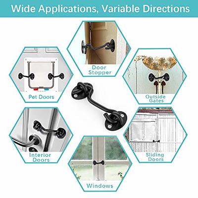 Hook and Eye Latch Black Cabin Hook and Eye 2Pcs Metal Door Hook Latch  Heavy Duty Cabinet Latches for Door Gate Window Closet Shed