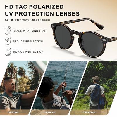 CARFIA Acetate Polarized Sunglasses for Men UV Protection Retro Trendy Cool  Round Sun Glasses Grey Lens - Yahoo Shopping