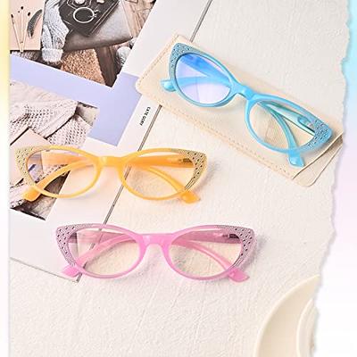 JAWSOCK 4 Pack Reading Glasses Blue Light Blocking for Women,Designer Cat  Eye Frame Ladies Computer