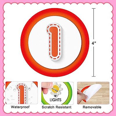 KINBOM 36 Pieces 4 Number Spot Markers Stickers,Circle Classroom Floor  Stickers,Decals Line up Spots Numbers Markers Removable Waterproof for