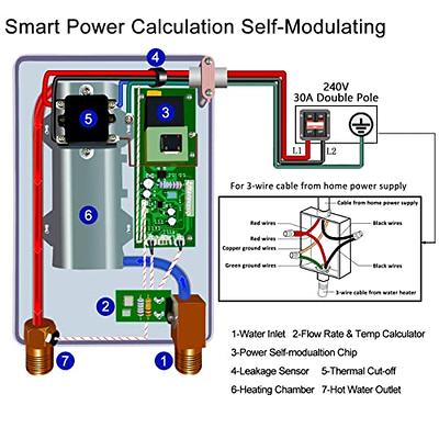 Tankless Water Heater Electric 240V, on Demand Hot Water Heater Digital  Display