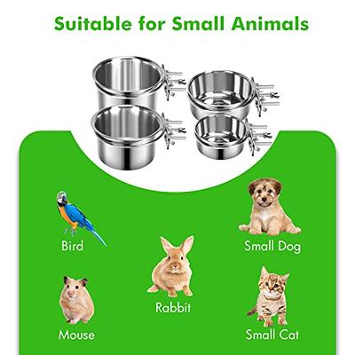 2PCS Crate Dog Food Water Bowl, Stainless Steel Hanging Crate Cat Bowls for  Cage Small Animal Food Water Feeder for Small Dog, Cat, Rabbit, Bird