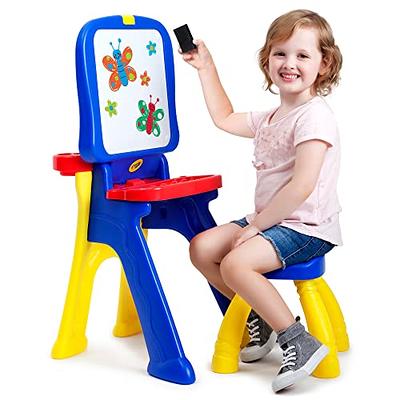 Deluxe Standing Easel Board for Kids, 3 in 1 Dry Erase White Board,  Magnetic Board and Chalkboard Art Activity Drawing for Artist with Learning  Magnetic Alphabet and Numbers, Chalk and Eraser - Yahoo Shopping