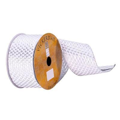 2.5 Metallic Sequin Glitter Mesh Ribbon: Silver (50 Yards)