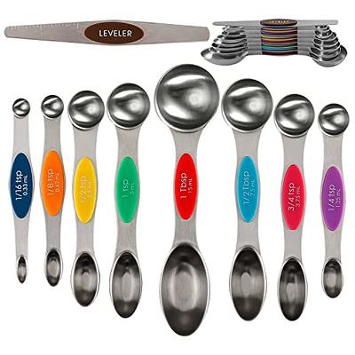 9Pcs/set Magnetic Measuring Spoon Set Stainless Steel Stackable  Double-sided Teaspoons Metal Accurate for Cooking Baking Food