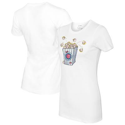 Women's Tiny Turnip White Chicago Cubs Stacked T-Shirt