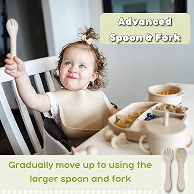 Silicone Spoon And Fork For Baby Utensils Set, Self Feeding Baby