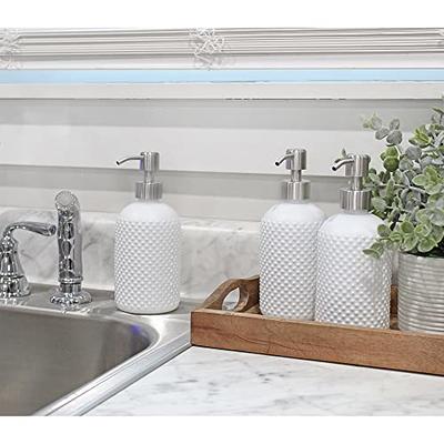 Luxurious Glass Kitchen Soap Dispenser Set with Tray by Brighter Barns -  Hand and Dish Soap Dispenser for Kitchen Sink - Farmhouse Soap Dispenser 