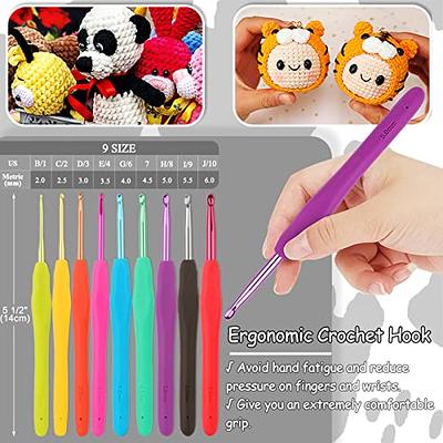 Aeelike Beginner Crochet Kit and Yarn, 21 Sizes Crochet Hooks, Crochet Hook  Set with Ergonomic Soft Handle, Easy Learn to Crochet Kits and Crocheting