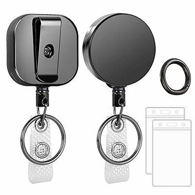 WWW (2 Pack) Heavy Duty Metal Retractable Badge Holders Reel with  [Carabiner] [Belt Clip Key Ring ] and [2pcs Plastic ID Card Holders] 25  inches Reinforced Wire Cord,Round and Square - Yahoo Shopping