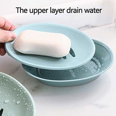 Double Layer Soap Holder with Draining Tray Soap Dish for Shower