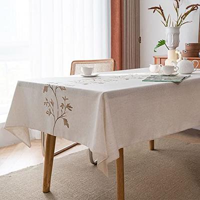 NLMUVW Linen Table Cloth for Rectangle Table Linen Textured Ivory  Tablecloth Water Resistant Farmhouse Table Cover for Kitchen Dining and  Party, 54 x