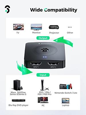 4K HDMI 2.0 Switch - SOOMFON 4K@60Hz HDMI Bidirectional Switcher 2 in 1  Out, ABS Material HDMI Switcher Compatible with Apple TV PS5 PS4 Fire Stick