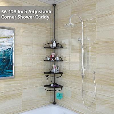 Corner Shower Caddy Tension Poleblack 4 Tier Adjustable Shower Racks For  Inside