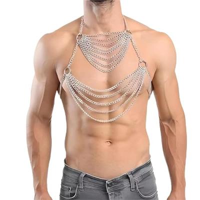 Buy Men's Leather Body Chest Harness Belt Adjustable Buckles Ring