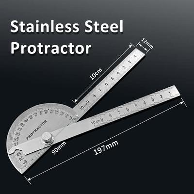 Angle Protractor Angle Finder Ruler Two Arm Stainless Steel Protractor  Woodworking Ruler Angle Measure Tool with 0-180 Degrees (10 cm/ 3.94 Inch)