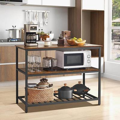 White Wood 40 in. Kitchen Island Side Storage Shelves Adjustable Storage Shelves 5 Wheels Kitchen Storage with Wine Rack