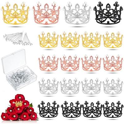  Leinuosen 208 Pcs Bouquet Accessories Include 200 Flower  Diamond Pins and 8 Mini Gold Tiara Crown Cake Topper for Wedding, Festival,  Bouquet Rhinestone Corsages Pins Birthday Party, Cake Decoration : Grocery